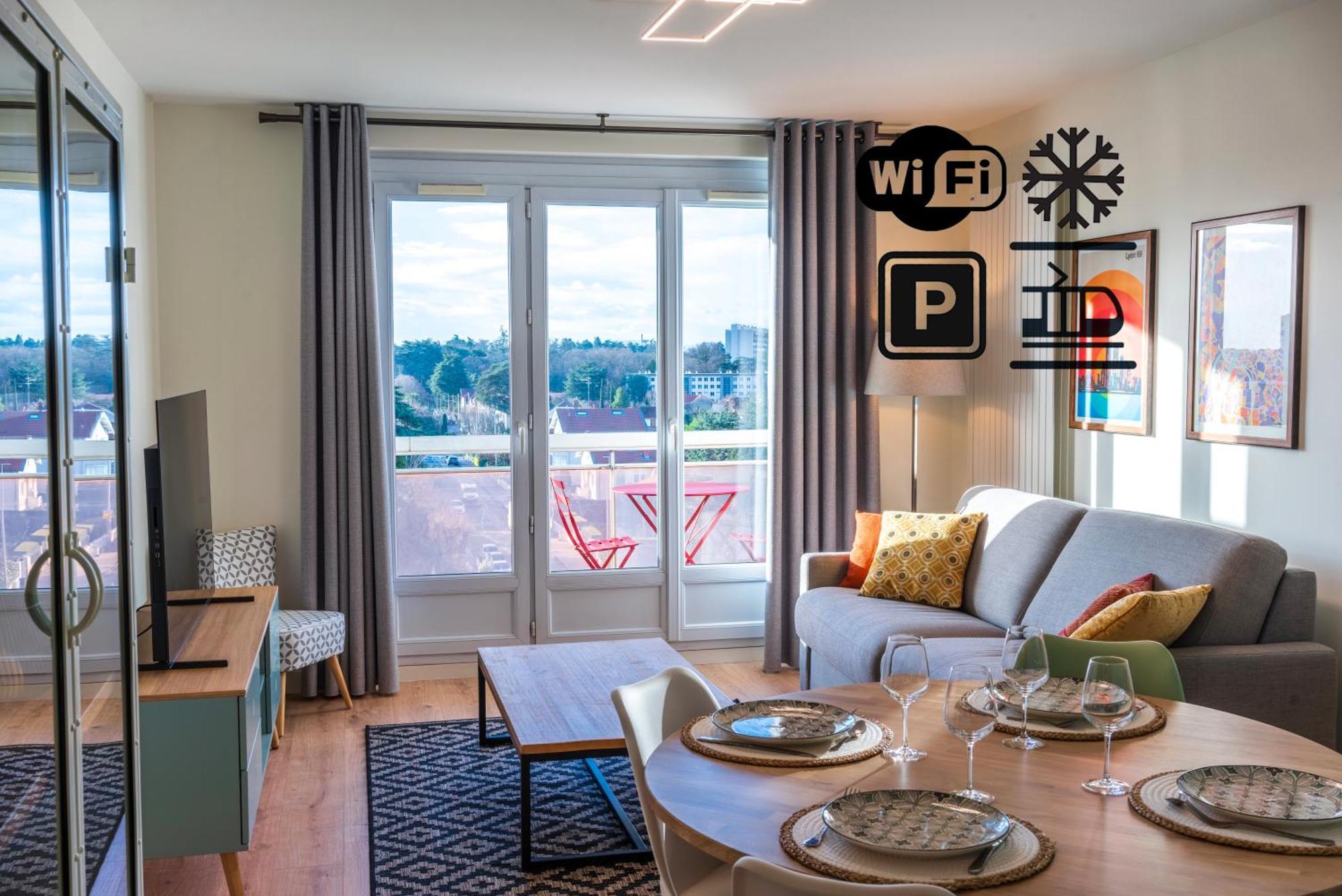 Apartament T2 De Standing Climatise Avec Parking Prive, Tram T2 T5, Hopitaux Est Bron Zewnętrze zdjęcie